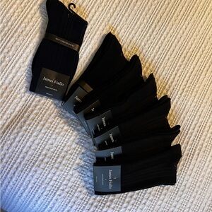 James Fiallo Men’s Dress Socks Ribbed Crew Size 10–13 New, Blue & Black, 7 Pairs